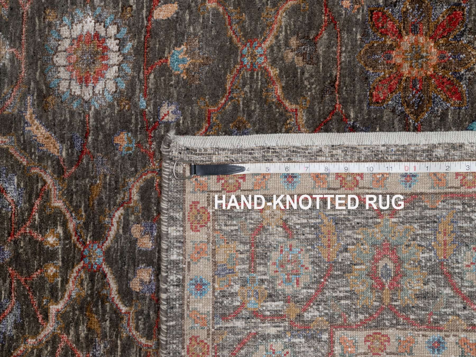 Transitional hand-knotted wool/silk rug in Brown, 5'0" x 7'0", SKU O091133