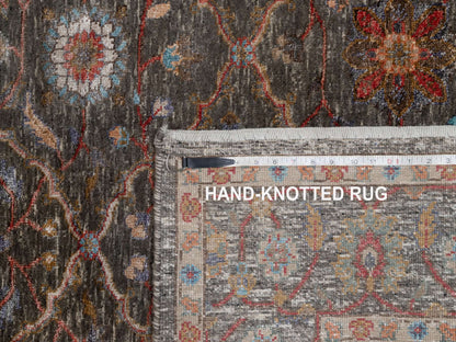 Transitional hand-knotted wool/silk rug in Brown, 5'0" x 7'0", SKU O091133