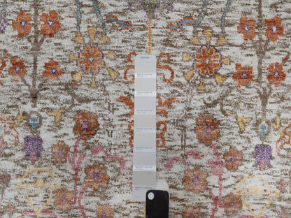 Ivory 4'3" x 6'2" Transitional Hand knotted Wool/Silk Rug - Sku: O091134