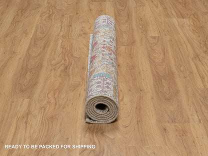 Ivory 4'3" x 6'2" Transitional Hand knotted Wool/Silk Rug - Sku: O091134