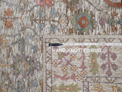 Ivory 4'3" x 6'2" Transitional Hand knotted Wool/Silk Rug - Sku: O091134