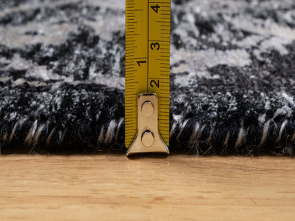 Transitional hand-knotted wool/silk rug in Black, 4'10" x 6'11", SKU O091135