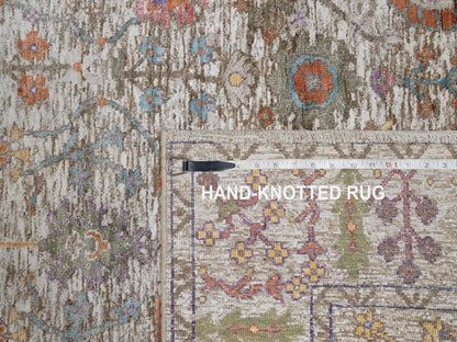 Ivory 4'0" x 6'1" Transitional Hand knotted Wool/Silk Rug - Sku: O091138