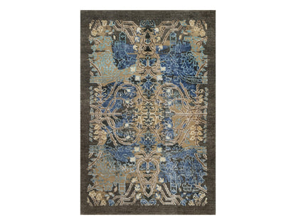 Sarouk Modern / Contemporary hand-knotted wool/silk rug in Brown, 1'11" x 2'11", SKU O091139