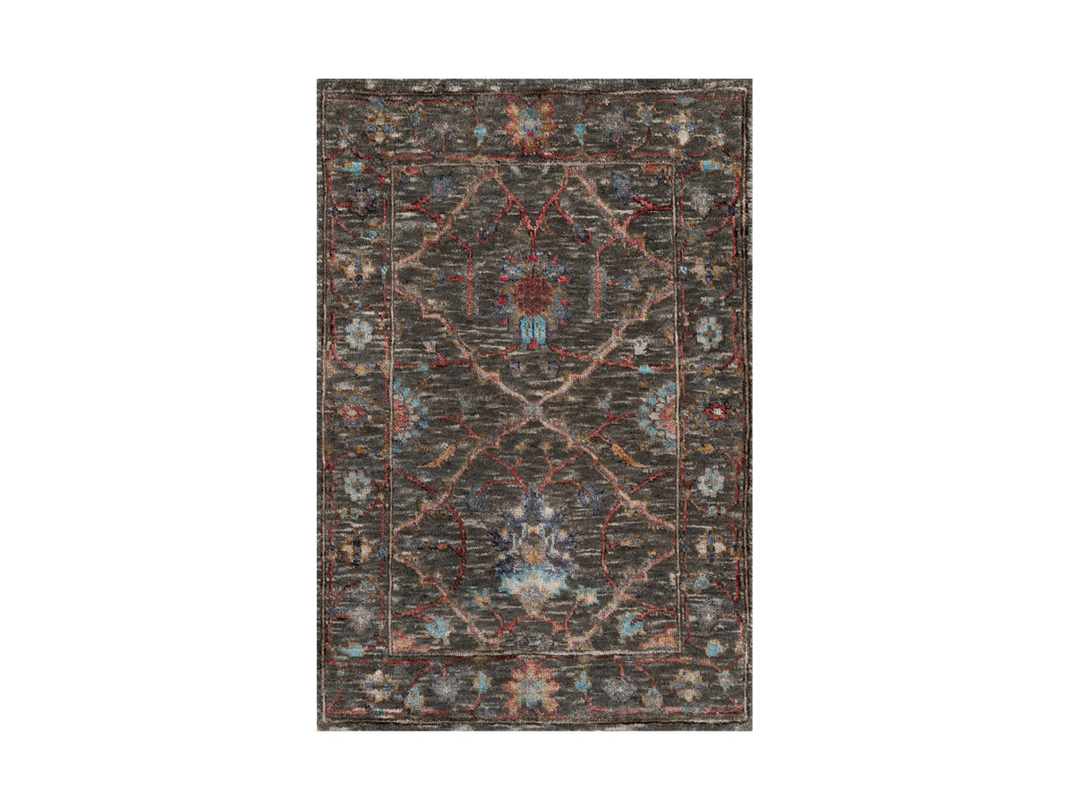 Transitional hand-knotted wool/silk rug in Brown, 2'0" x 3'0", SKU O091152