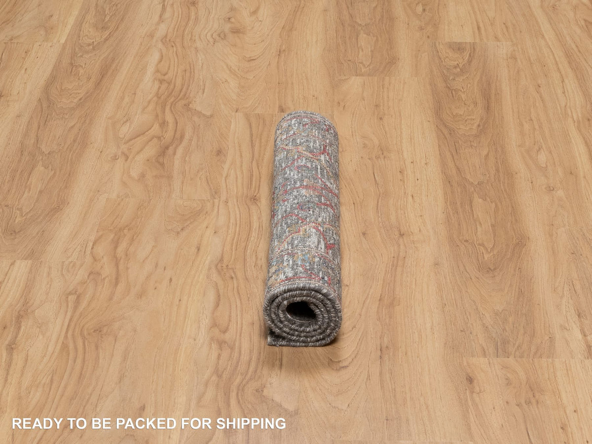 Transitional hand-knotted wool/silk rug in Brown, 2'0" x 3'0", SKU O091152