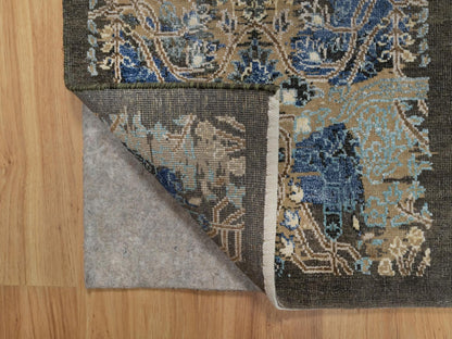 Sarouk Modern / Contemporary hand-knotted wool/silk rug in Brown, 1'11" x 3'0", SKU O091155