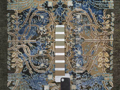 Sarouk Modern / Contemporary hand-knotted wool/silk rug in Brown, 1'11" x 3'0", SKU O091155