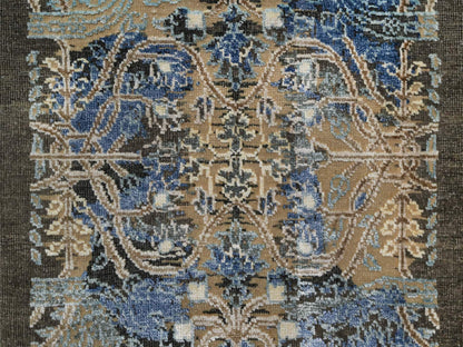 Sarouk Modern / Contemporary hand-knotted wool/silk rug in Brown, 1'11" x 3'0", SKU O091155