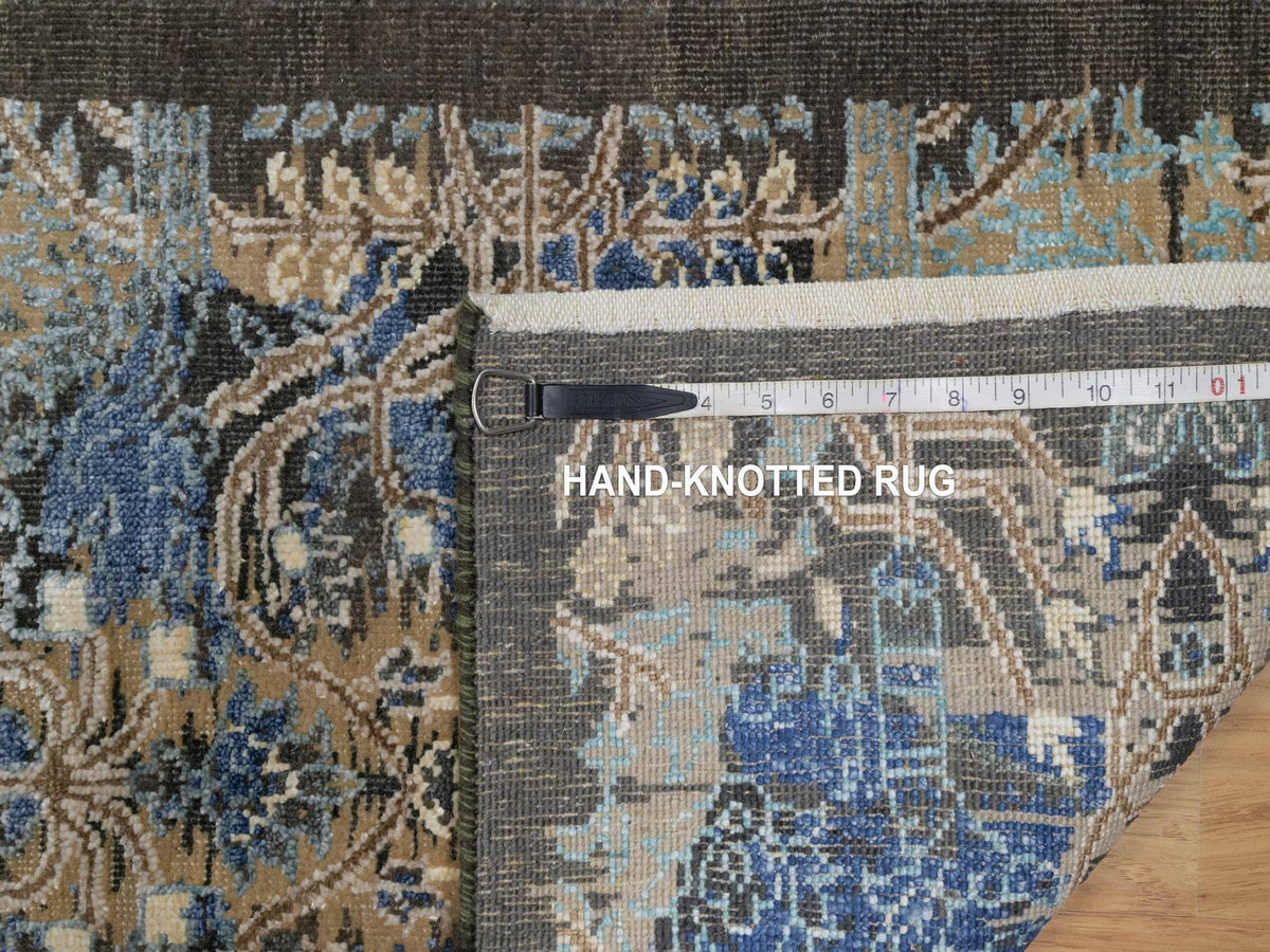 Sarouk Modern / Contemporary hand-knotted wool/silk rug in Brown, 1'11" x 3'0", SKU O091155