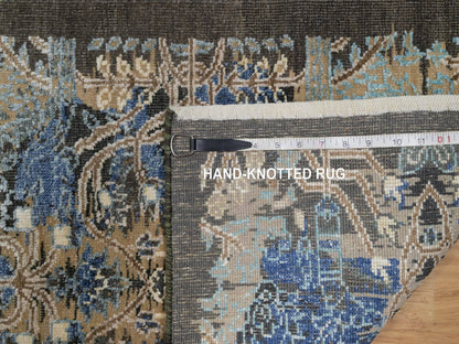 Sarouk Modern / Contemporary hand-knotted wool/silk rug in Brown, 1'11" x 3'0", SKU O091155