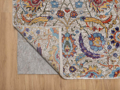 Ivory 2'5" x 26'0" Transitional Hand knotted Wool/Silk Rug - Sku: O091159