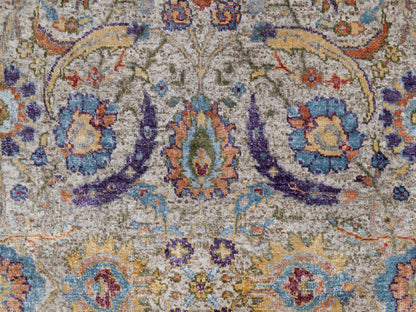 Ivory 2'5" x 26'0" Transitional Hand knotted Wool/Silk Rug - Sku: O091159