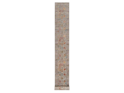 Ivory 2'7" x 23'9" Transitional Hand knotted Wool/Silk Rug - Sku: O091160