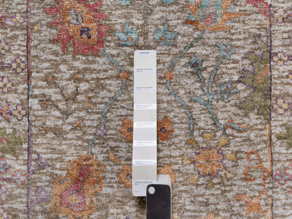 Ivory 2'7" x 23'9" Transitional Hand knotted Wool/Silk Rug - Sku: O091160