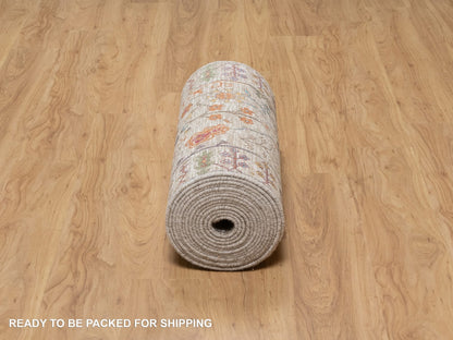 Ivory 2'7" x 23'9" Transitional Hand knotted Wool/Silk Rug - Sku: O091160