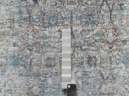 Ivory 2'7" x 25'9" Transitional Hand knotted Wool/Silk Rug - Sku: O091162