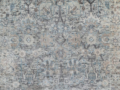 Transitional hand-knotted wool/silk runner in Ivory, 2'7" x 25'9", SKU O091162