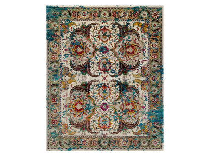 Ivory 8'1" x 10'1" Transitional Hand knotted Wool/Silk Rug - Sku: O091164
