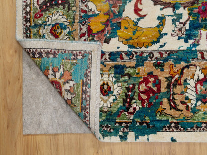 Ivory 8'1" x 10'1" Transitional Hand knotted Wool/Silk Rug - Sku: O091164