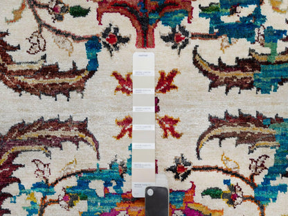 Ivory 8'1" x 10'1" Transitional Hand knotted Wool/Silk Rug - Sku: O091164