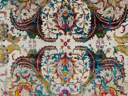 Ivory 8'1" x 10'1" Transitional Hand knotted Wool/Silk Rug - Sku: O091164