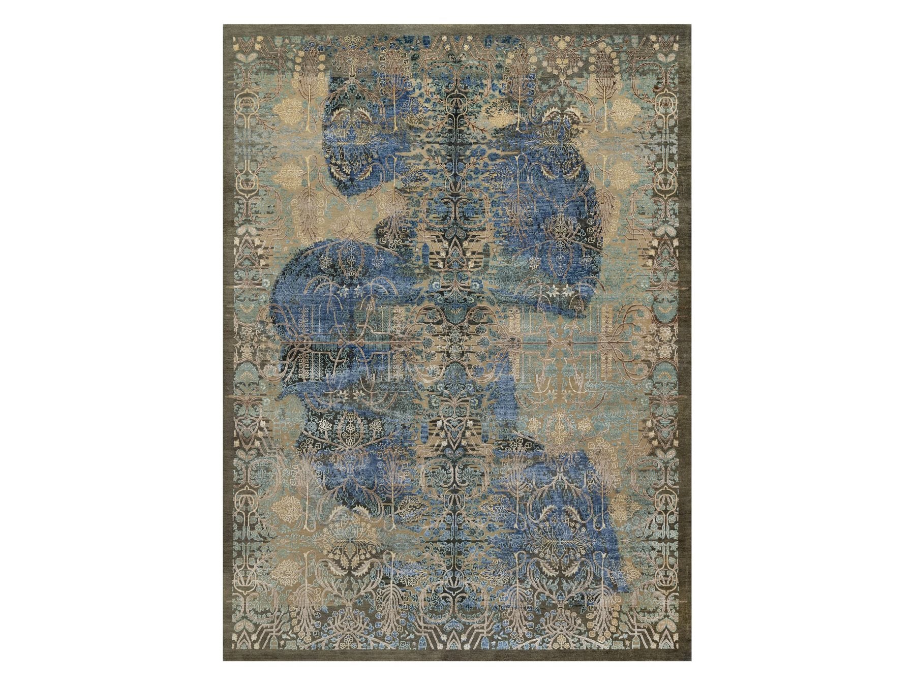 Sarouk Modern / Contemporary hand-knotted wool/silk rug in Brown, 8'10" x 12'1", SKU O091165
