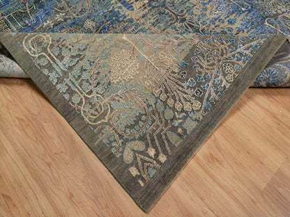 Brown 8'10" x 12'1" Modern / Contemporary Hand knotted Wool/Silk Rug - Sku: O091165