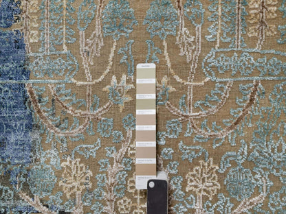 Brown 8'10" x 12'1" Modern / Contemporary Hand knotted Wool/Silk Rug - Sku: O091165