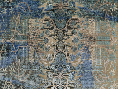 Brown 8'10" x 12'1" Modern / Contemporary Hand knotted Wool/Silk Rug - Sku: O091165
