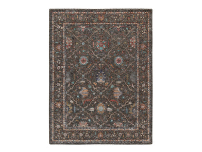 Transitional hand-knotted wool/silk rug in Brown, 7'9" x 10'2", SKU O091166