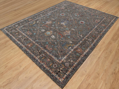 Transitional hand-knotted wool/silk rug in Brown, 7'9" x 10'2", SKU O091166
