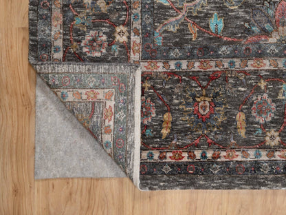 Transitional hand-knotted wool/silk rug in Brown, 7'9" x 10'2", SKU O091166