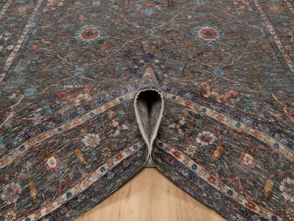 Transitional hand-knotted wool/silk rug in Brown, 7'9" x 10'2", SKU O091166