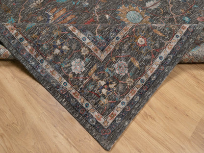 Transitional hand-knotted wool/silk rug in Brown, 7'9" x 10'2", SKU O091166