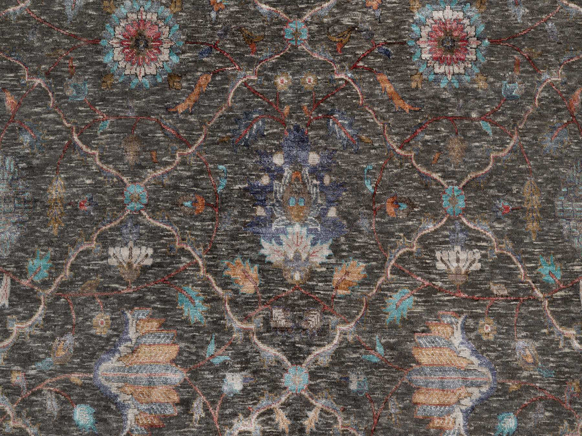 Transitional hand-knotted wool/silk rug in Brown, 7'9" x 10'2", SKU O091166