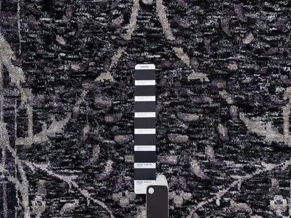 Transitional hand-knotted wool/silk rug in Black, 8'8" x 11'10", SKU O091167