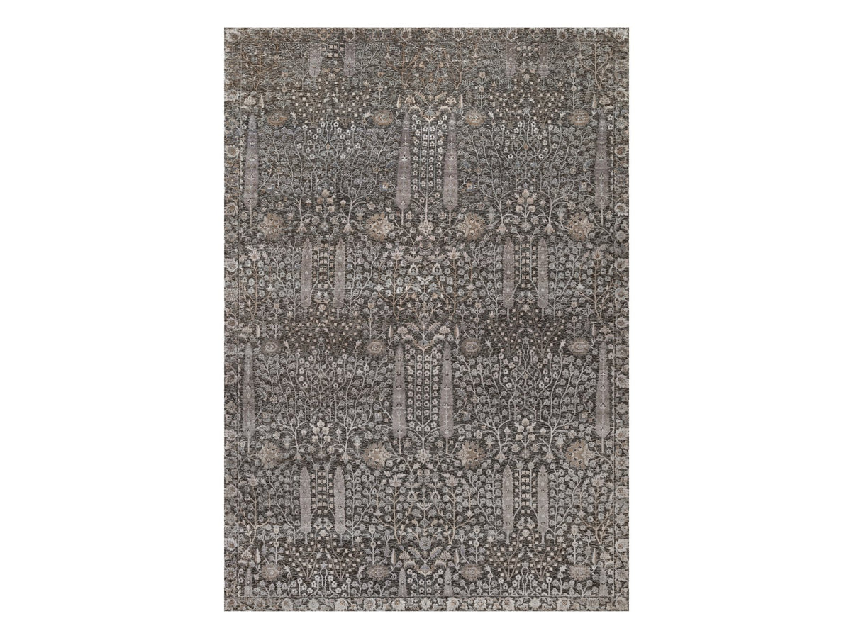 Transitional hand-knotted wool/silk rug in Brown, 9'9" x 14'2", SKU O091171