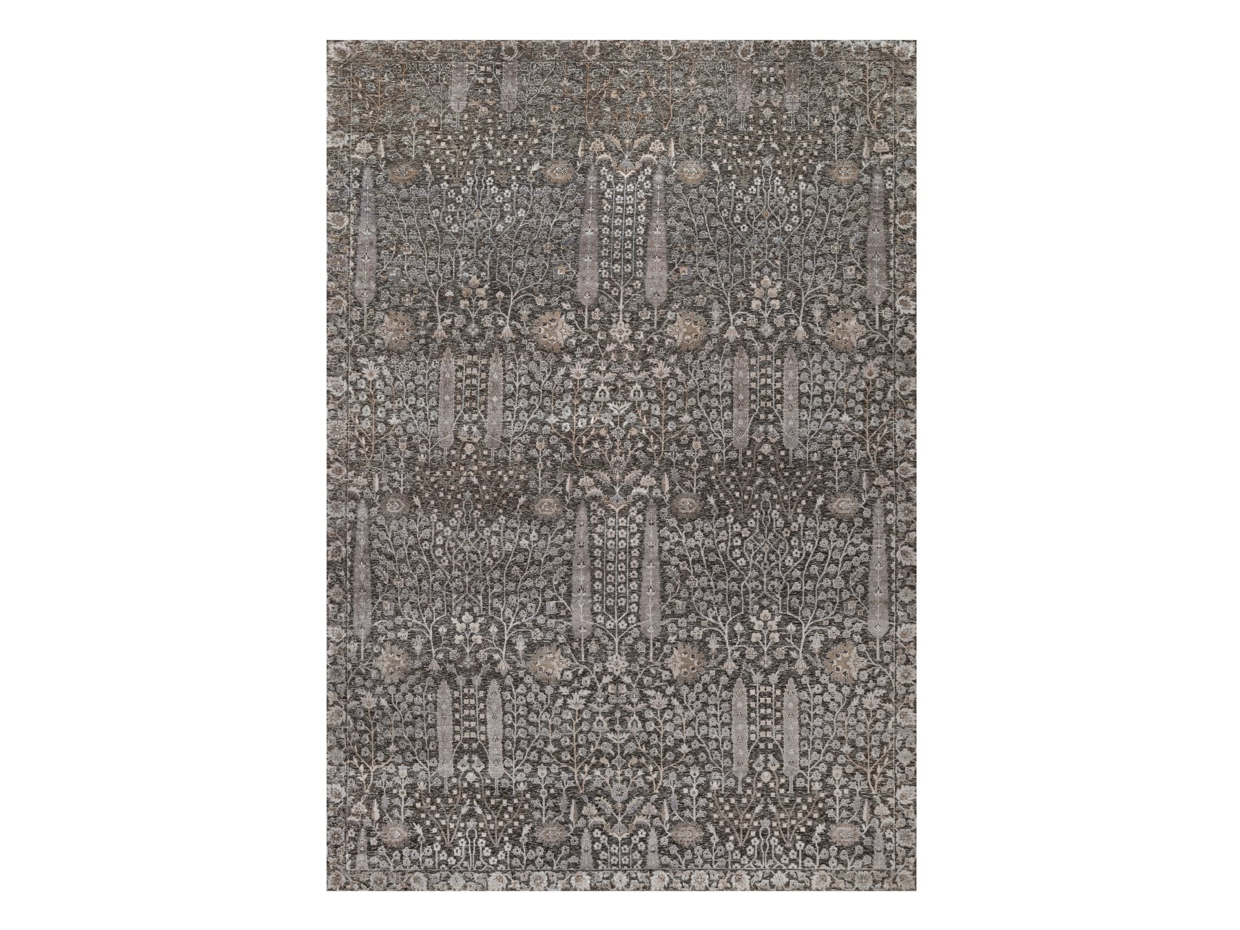 Transitional hand-knotted wool/silk rug in Brown, 9'9" x 14'2", SKU O091171