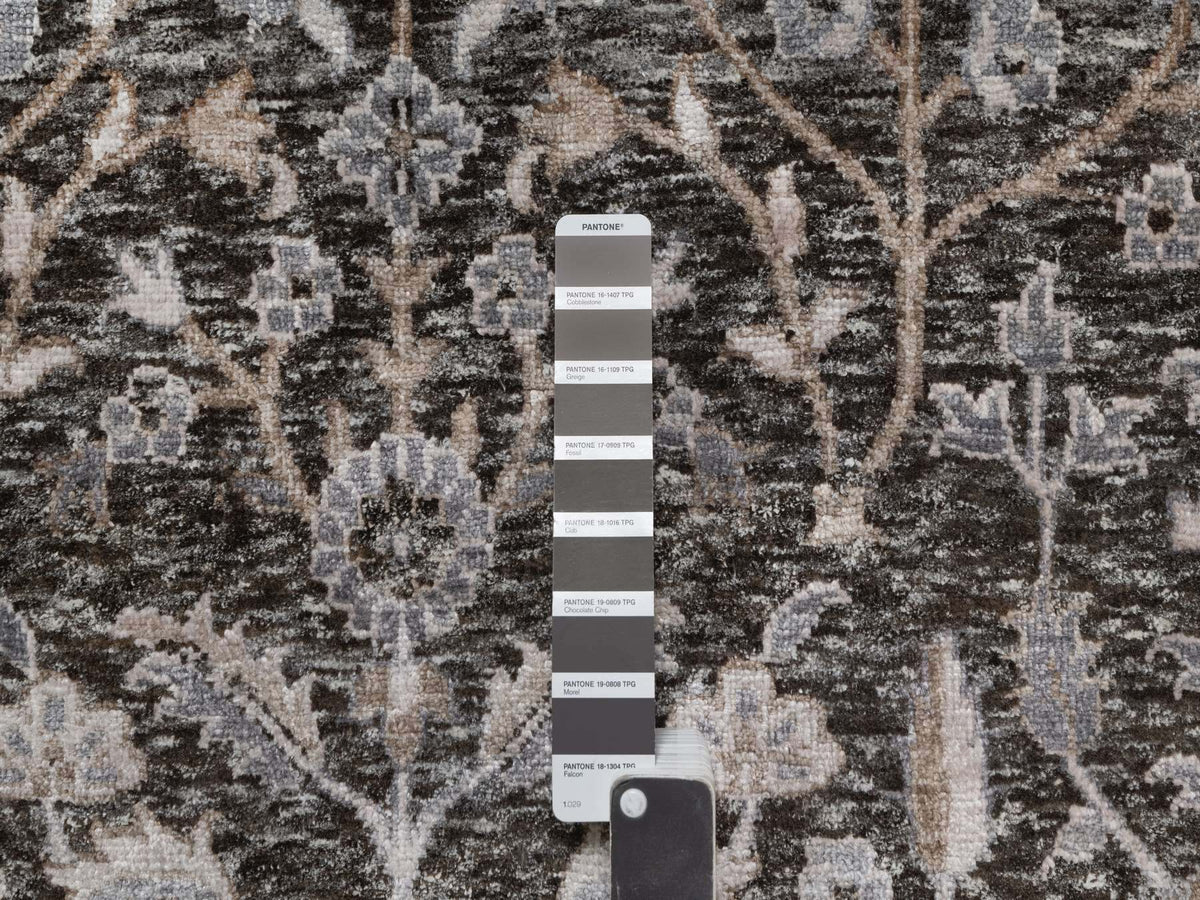 Transitional hand-knotted wool/silk rug in Brown, 9'9" x 14'2", SKU O091171