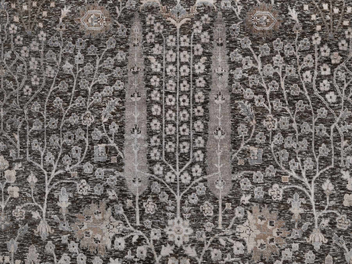 Transitional hand-knotted wool/silk rug in Brown, 9'9" x 14'2", SKU O091171
