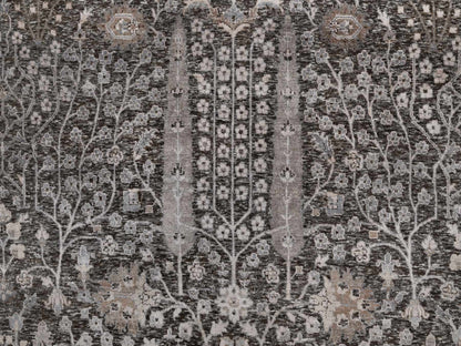 Transitional hand-knotted wool/silk rug in Brown, 9'9" x 14'2", SKU O091171