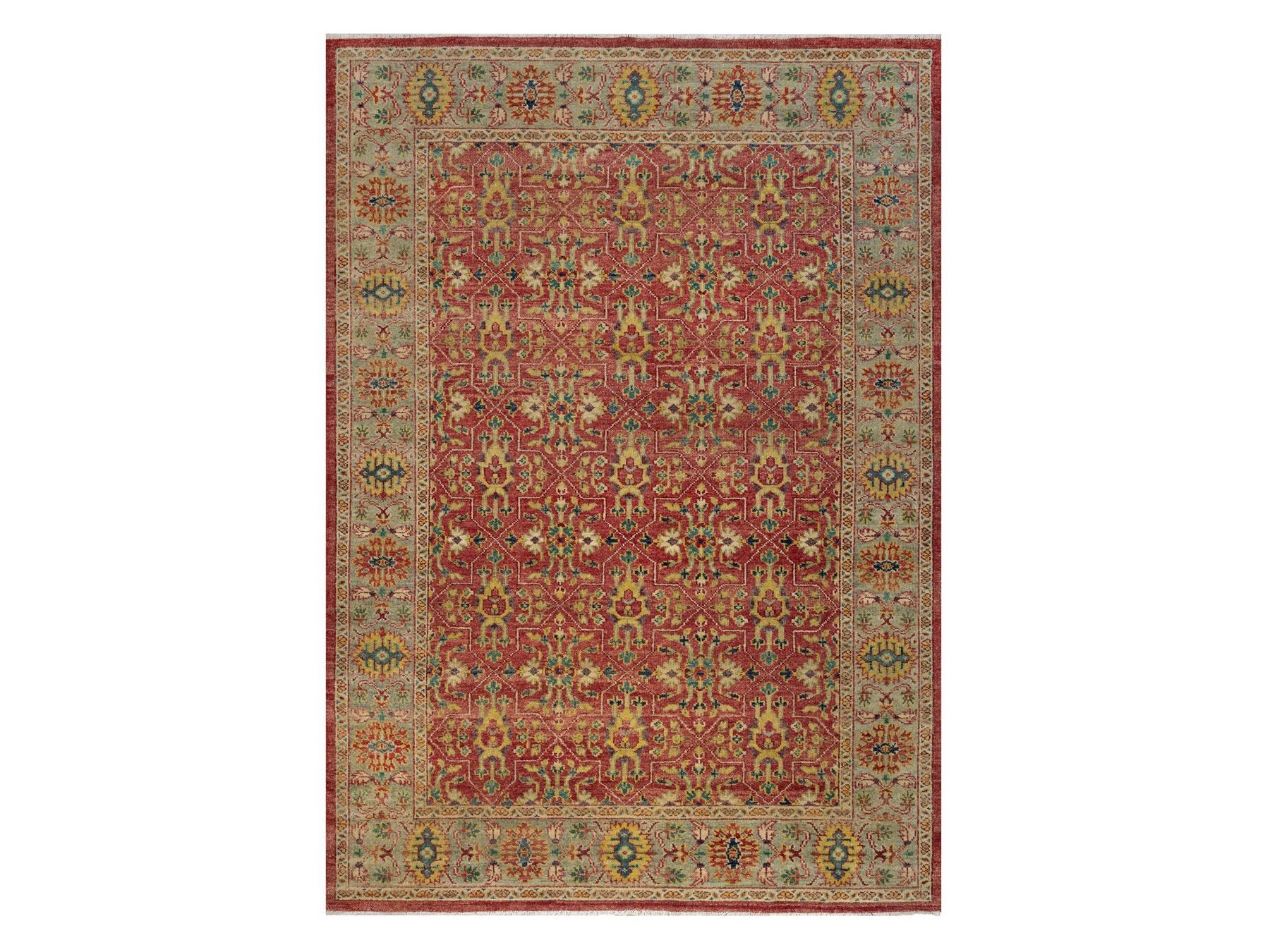Oushak hand-knotted wool rug in Red, 9'11" x 14'2", SKU O091174