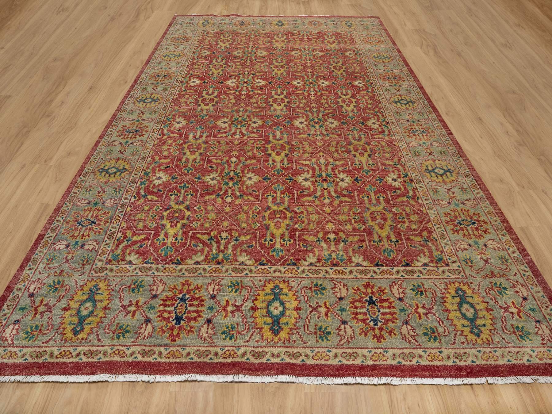 Oushak hand-knotted wool rug in Red, 9'11" x 14'2", SKU O091174