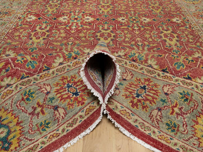 Red 9'11" x 14'2" Oushak / Peshawar Hand knotted Wool Rug - Sku: O091174