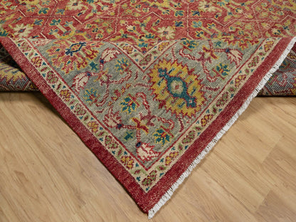 Red 9'11" x 14'2" Oushak / Peshawar Hand knotted Wool Rug - Sku: O091174
