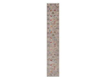 Ivory 2'8" x 16'2" Transitional Hand knotted Wool/Silk Rug - Sku: O091176