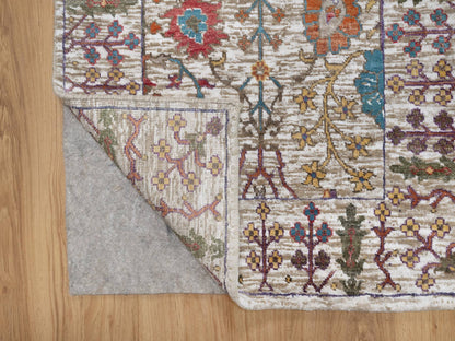 Ivory 2'8" x 16'2" Transitional Hand knotted Wool/Silk Rug - Sku: O091176