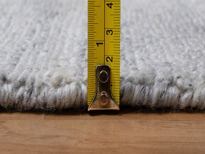 Ivory 2'6" x 8'0" Modern and Contemporary Handloom Wool Rug - Sku: O091178