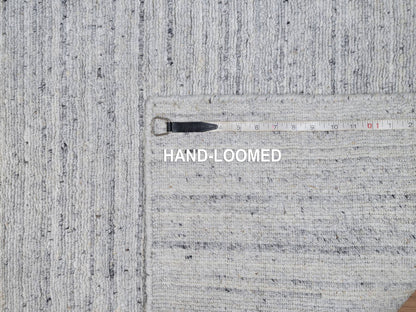 Ivory 2'6" x 8'0" Modern and Contemporary Handloom Wool Rug - Sku: O091178